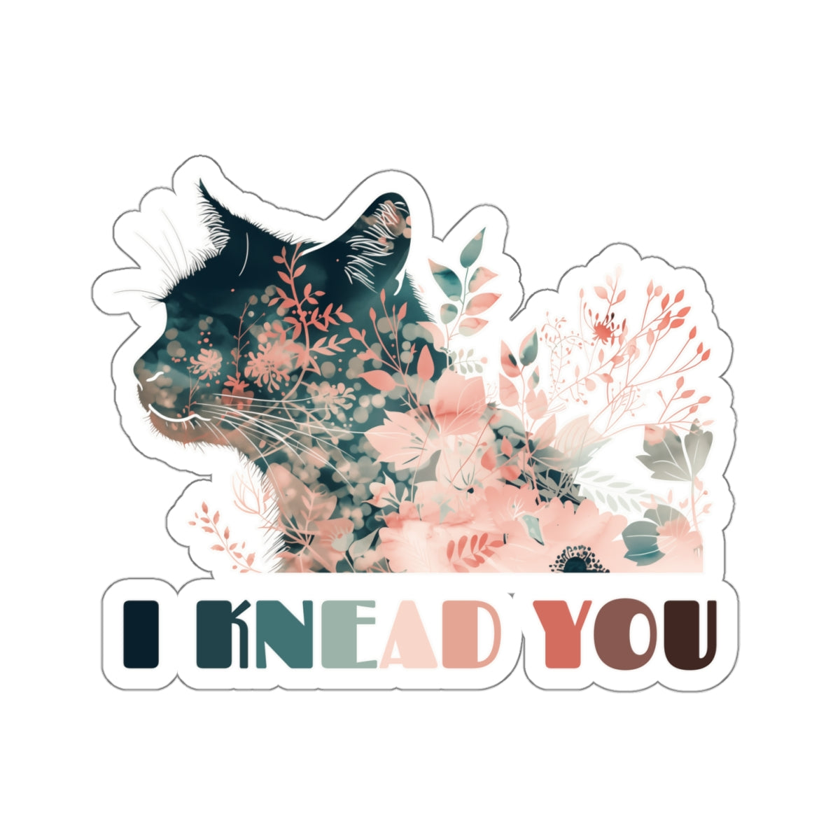 Floral Cat Sticker - Knead