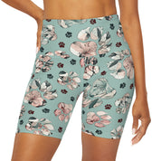 Floral Paw High Waisted Yoga Shorts