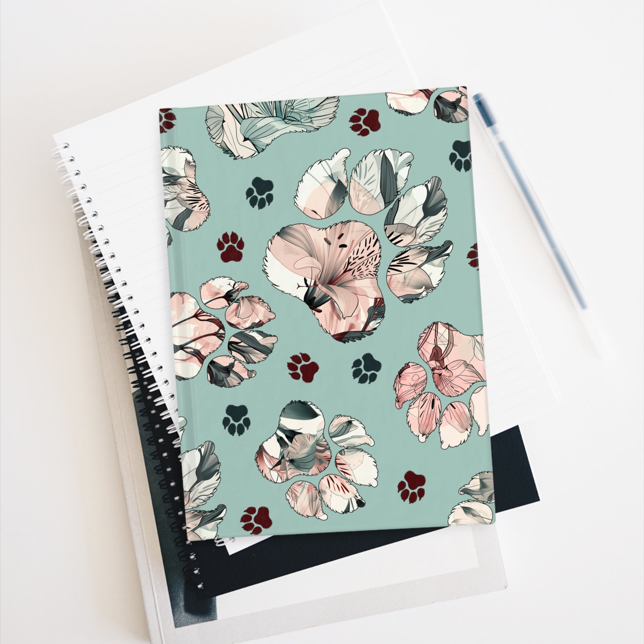 Floral Paw Ruled Journal