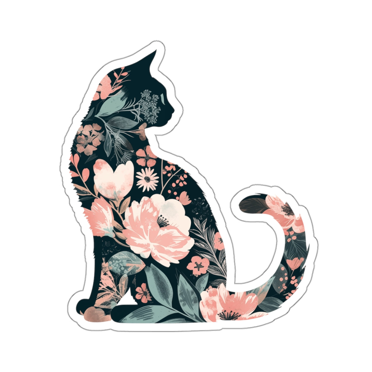 Floral Cat Sticker