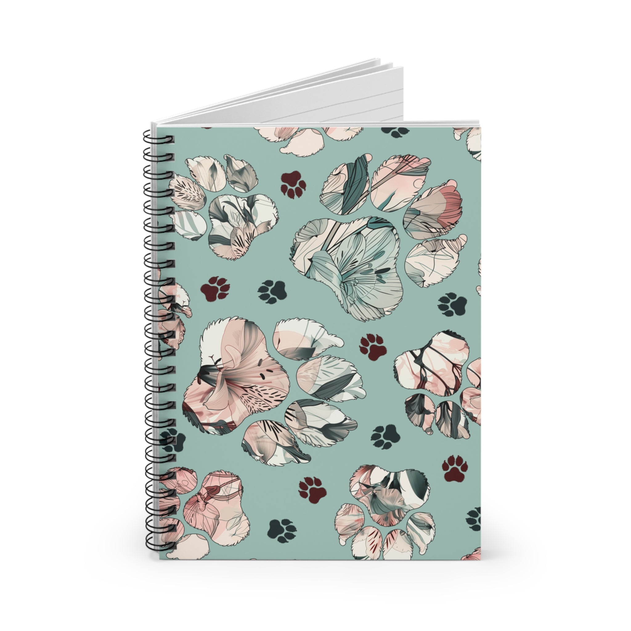 Floral Paw Ruled Spiral Notebook