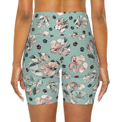 Floral Paw High Waisted Yoga Shorts